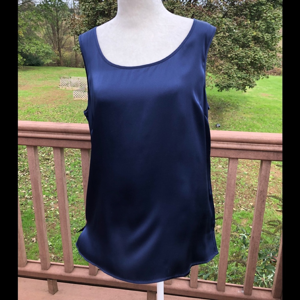 Talbots Navy 100% Silk Camisole Size 14